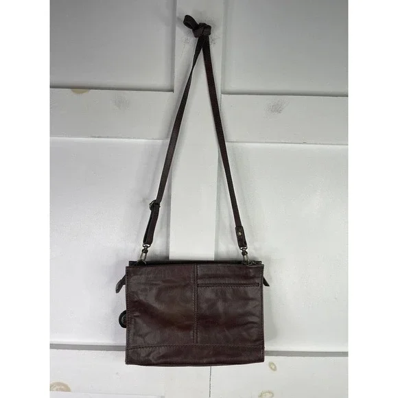 The SAK Crossbody Leather Boho Purse Bag Aztec Tribal Print Pattern Dark Brown - Picture 4 of 9